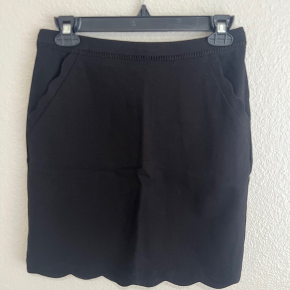 Skies Are Blue Black Pencil Skirt with Scallop Hem - Picture 2 of 9